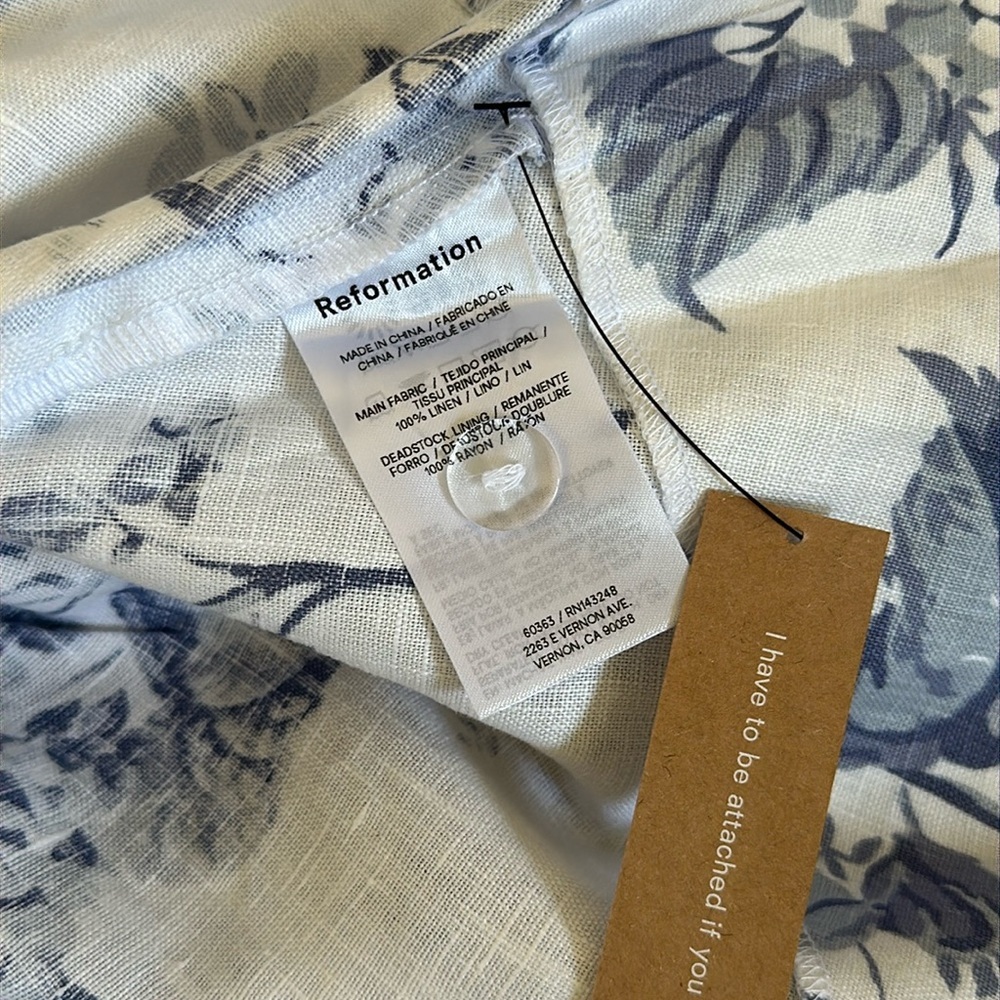NWT Reformation Balia Midi Linen Dress in Lupine  Blue White Floral | size 2 - Picture 10 of 13